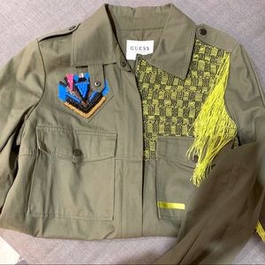 Embellished military shirt jacket